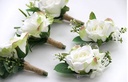 Luxe Corsage, corsage van Zijden bloemen Wit/groen Boutonnière op pinclip met speld