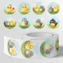 Sluitstickers Vrolijke Kuikentjes etiket 2,5 cm rol 500 labels --.webp