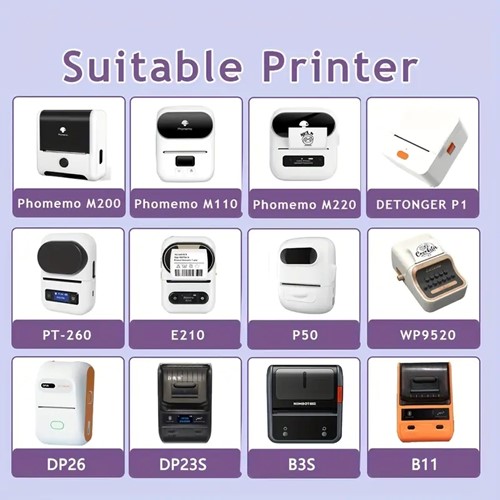 Thermische labels, WIT Vierkant 50*50mm Stickers voor diverse printers/ rol 150 labels M110/M110S/M120/M200/M220/M221