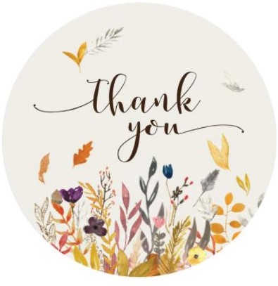 Sluitstickers 500 Labels Rol Thank you Veldbloemen rol kraft etiketten