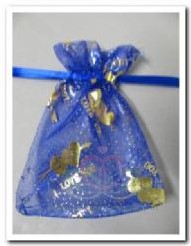 Giftbag organza Blue I love you 7*9 cm cadeauzakje,bruiloftbedankje