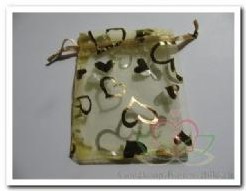 Giftbag organza Goud Open hart 7*9 cm cadeauzakje,bruiloftbedankje