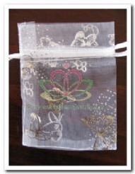 Giftbag organza White/zilver Butterfly 7*9 cm cadeauzakje,bruiloftbedankje