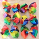 Haarspeld, haar strik met clip Regenboog / stuk 4 inch ca. 10cm