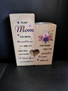 Houten duo met open hartje Mom you mean the world voor waxine of kleine ledkaarsen Persoonlijk aandenken