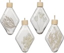 Ornamenten transparant met droogbloemen 7x3x14 cm set 4 stuks