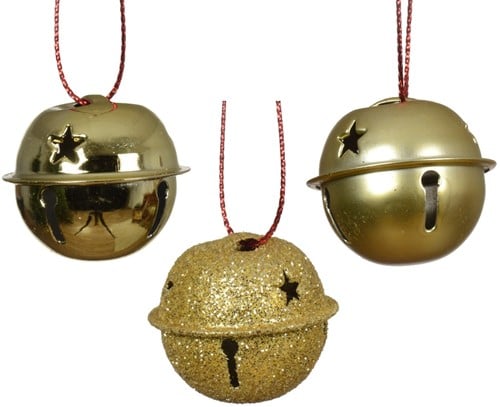 Christmas bells Wedding Wands Kerstbelletjes Goud 25 mm doosje 12 stuks