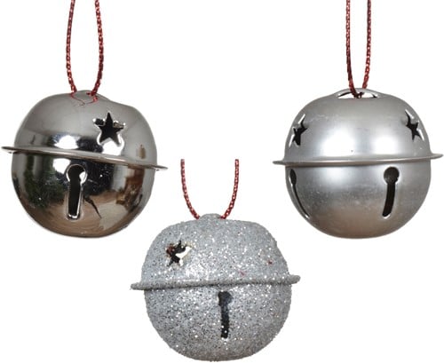Christmas bells Wedding Wands Kerstbelletjes Zilver 25 mm doosje 12 stuks