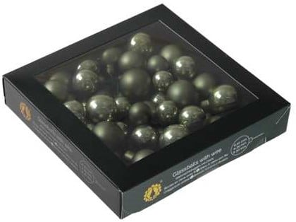 Kerstballen glas Granite Groen 20 25 30 mm 6 bundels van 6 = 36 stuks