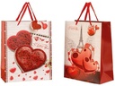 Geschenktasje Hearts met glitter + applicatie 2 assorti stuks