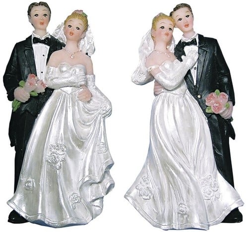 Bruidspaar plat 7,5 cm zakje 2 stuks