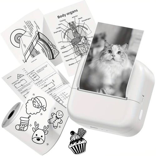 Mini Fotoprinter zwartWit Labelprinter Labelmaker Wit Zwart Phomemo M02X incl software / st 