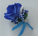 Luxe Corsage Zijden bloemen Blauw met Strass Boutonnière met speld en clip