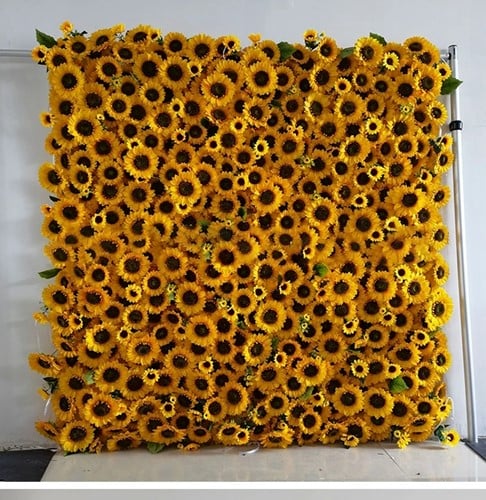 Backdrop Flowerwall stof met Zonnebloemen 100x100 cm