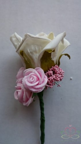 Corsage Roos CremeWit+Roze-RozeCPR147 Maatwerk