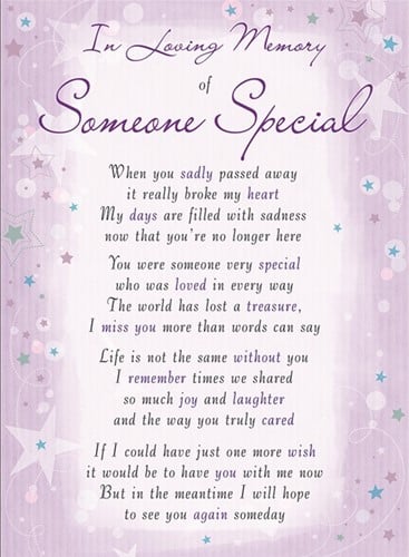 Rouwkaart herdenkingskaart ILM Someone Special 16.5 x 12 cm 