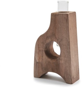Decoratief Wooden Flowerholder met 1 Reageerbuis 12x5x19 cm