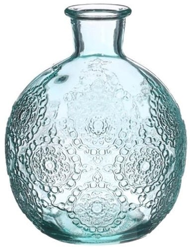 Gekleurd Glazen Flesje Bologna Vaasje Kandelaar Soft Blue Ø9,5 cm H12 cm per stuk