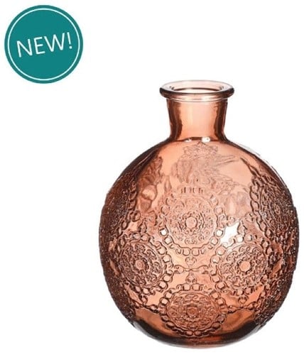 Gekleurd Glazen Flesje Bologna Vaasje Kandelaar Mahogany Ø9,5 cm H12 cm per stuk