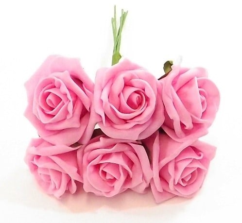 Foamroos Princess Kleurvast Antique Hard Roze 6 cm Bundel 6 stuks