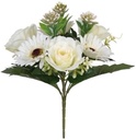 Boeketje Roos Gerbera en Succulent Ivory Zijdenbloem 33 cm