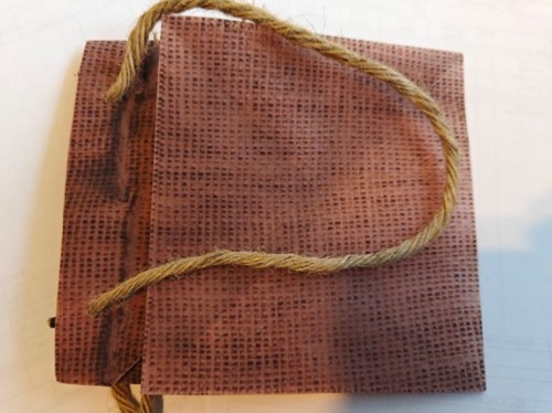 Bloementas geschenktas Jutelook plastic met koord 11x11x14 cm