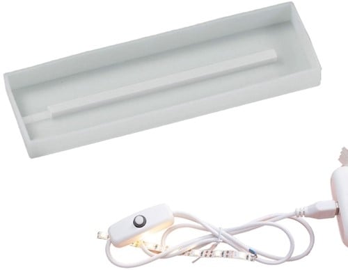 Siliconen mal met led verlichting display base met usb licht voor epoxy resin buitenmaat 15x5 cm