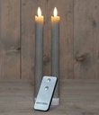 LEDkaars 3D Flame Candle Rustiek Taupe Anna's Collection met afstandsbediening D 2,5 H 23 cm 2 stuks