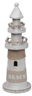 [A-025330] Vuurtoren Hout Wit/Zand Maritiem 45 cm