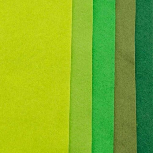 [A-024577] Viltlapjes Groentinten Kit 2 20x30 cm 1mm dik per pak 10 stuks