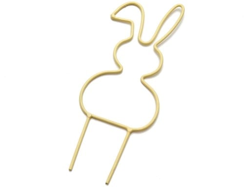 [A-025245] Metalen Frame Haas hangend oor op steker Geel 15 cm