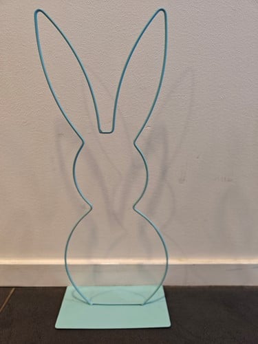 [A-025443] Metalen Frame Haas staand oor op voet Turquoise 40 cm