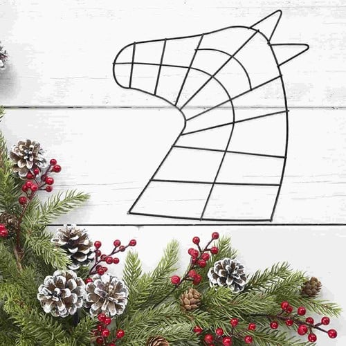 [A-027446] Metalen Frame Paardenhoofd voor kransen Zwart 35x31 cm