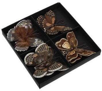 [A-027139] Vlinders Bruin tinten met clip 8 cm pak 8 stuks