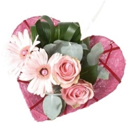 [A-004860] Boekethouder Deco-line hartvorm conisch Roze 20 cm