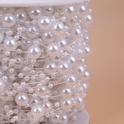 [A-015779] Parelketting Parelguirlande per 3 meter kleinverpakking Wit 3+8 mm 