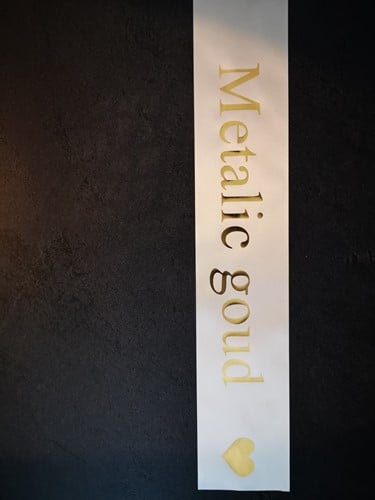 [A-025206] Bedrukt lint Ivory met Metalic Gouden opdruk 45 mm 50 cm 