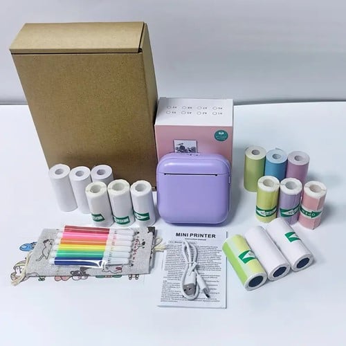 [A-025926] Wat een Superaanbieding Complete set Labelprinter Lucky life Labelmaker / st incl software, rolletjes Papier, etiketten, tasje en Case