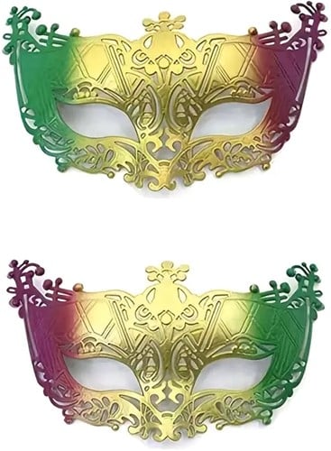 [A-027412] Venetiaans masker Goud Rood Groen per stuk