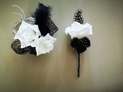 [A-024032] Maatwerk Corsage Wit Zwart passend bij 024031