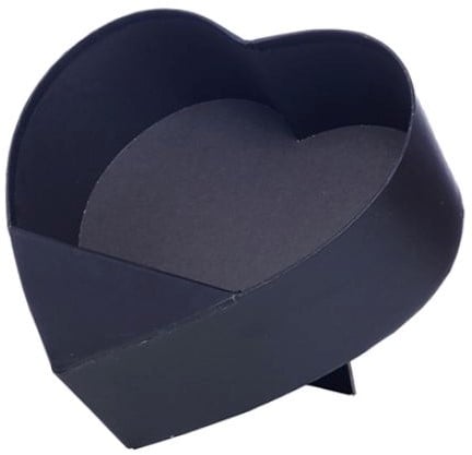 [A-025747] Bloemendoos Zwart hartvorm karton met standaard staand open flowerbox cadeau doos 24.5 cm
