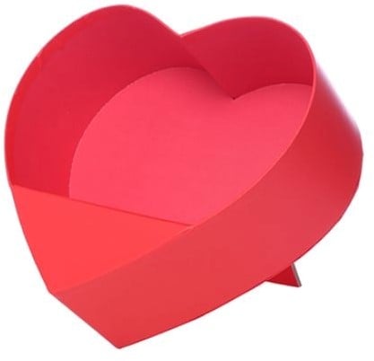 [A-025749] Bloemendoos Rood hartvorm karton standaard staand open flowerbox cadeau doos 24.5 cm