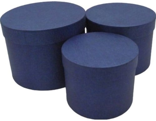 [A-025764] Bloemendoos Set van 3 rond Blauw flowerbox cadeau doos