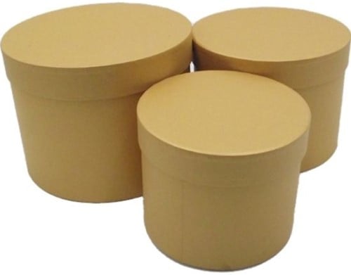 [A-025766] Bloemendoos Set van 3 luxe rond Goud flowerbox cadeau doos