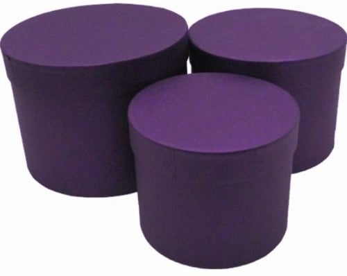 [A-025770] Bloemendoos Set van 3 rond Paars flowerbox cadeau doos