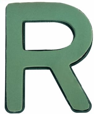 [A-019681] Letter R 30 x 20 cm Premier met Plastic bodem steekschuimvorm oase voor verse bloemen past NIET op frame
