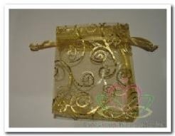 [A-004544] Cadeauzakje giftbag Organza Aquatic Goud 7x9 cm