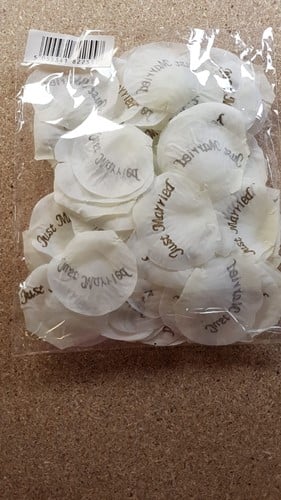 [A-019968] Blad Zijden blaadjes rozenblaadjes Just Married per pakje 75