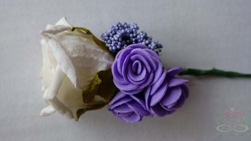 [A-011117] Corsage Roos PuurWit+Paars CPR142 Maatwerk