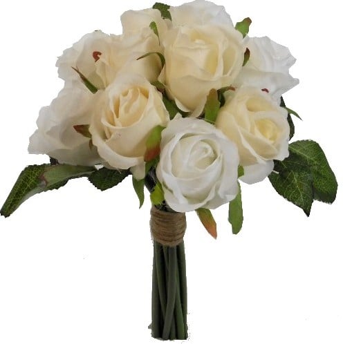 [A-017412] Budget boeket Handgebonden Zijden 26 cm Ivory&Cream Low Budget Boeket Rozen